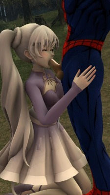 loverlassysponk:Weiss gves blowjob to Spider-Man