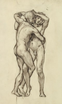 ALLYN COX. (American, 1896-1982).MALE FIGURES EMBRACED, pencil