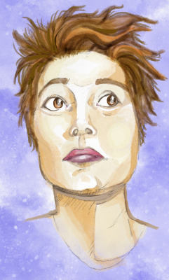 A watercolour-style self-portrait; this was my first experimentation