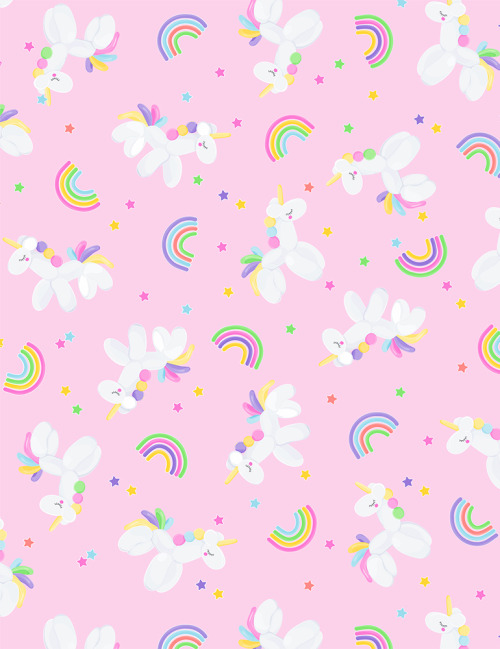 patternvomit:pink balloon unicorn fabric design from timeless