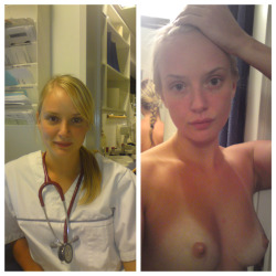 in-porn-we-trust-2k15:  Dressed and Undressed of medical school student.  