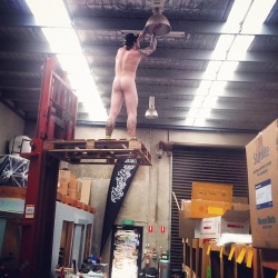 straightcuriousbuds:  Naked day at work?!