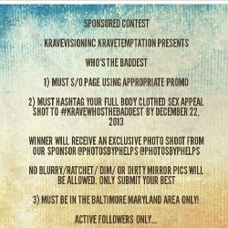 Hey enter this contest and win&hellip;ME ok ok win my services for&hellip;&hellip;FREE follow @kravevisioninc  and read the rules!! Thanks to @karebeark  for suggesting me! #contest #freestuff #photosbyphelps  #photoshoot #entertowin #there anonlybeone