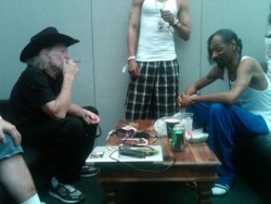 konnichwabitches:  Willie Nelson and Snoop Dogg sharing a blunt