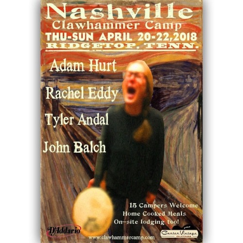<p>The Clawhammer Scream. It’s coming. Nashville Clawhammer Camp registration opens October 1 at 9am. We’re ratcheting up the awesomeness by adding Rachel Eddy to the mix of the regulars you love. Because we love you. clawhammercamp dot com #nashvilleacousticcamps #banjo #oldtime #clawhammer #nashville #thescream #edvardmunchbanjo  (at Fiddlestar)</p>