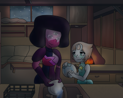 electricmural:  PEARL AND GARNET DOING DISHES IN THE MIDDLE OF