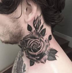 tattotodesing:  Rose neck Tattoo 3D flower  - http://goo.gl/24zii9