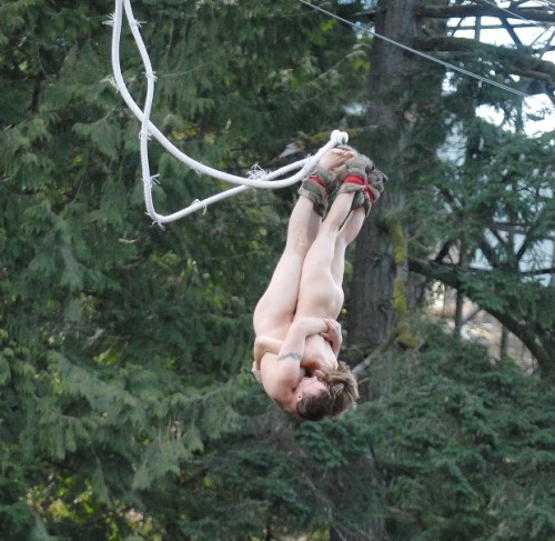 Nude Couple Bungee Jumping