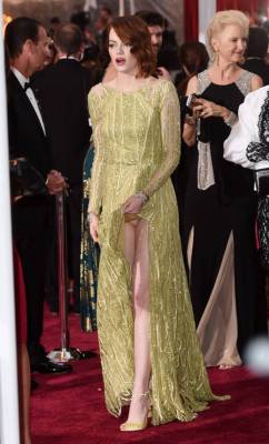 celebritynippleslips:  Emma Stone pantie upskirt at the Academy