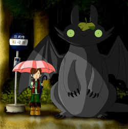 8-bit-brit:  two of my favorite things in one; Totoro & Toothless