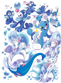 7-days-luck:  Did my favorite pups~ A Popplio evolution art pile,