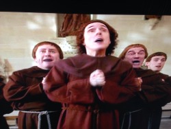 Weird al plays a monk who took a vow of singing…