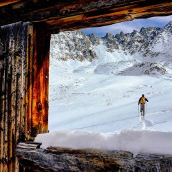 coffeentrees:  Our backpack and jacket making the morning traverse