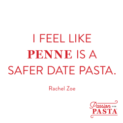 passionforpasta:  Save your sleeves–eat penne. Rachel Zoe gives