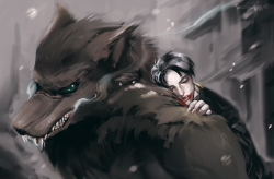 surfacage:  the au where eren is the werewolf who picks up severely