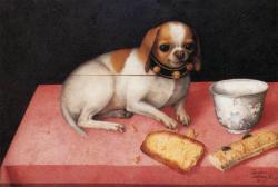 thedogsofarthistory:  Dog with a Biscuit and a Chinese Cup by