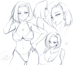 speedyssketchbook:Did some Android 18 doodles last night. <