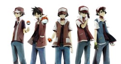 pokemonfirst:  Legendary Trainers  Red (Gen 3) Red (Manga) Red