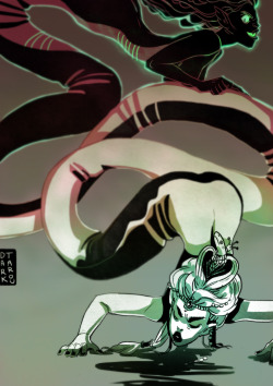 dark-tarou: Another experimental drawing! Naga fighting her demons