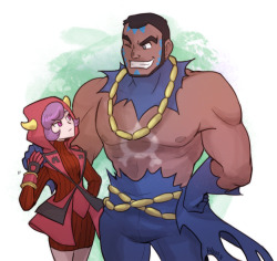 kynimdraws:  Tiny psuedorobot lady and giant buff gappy I guess