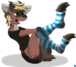 cloufypaws:  Gave my deer friend an extra pair of my sockies