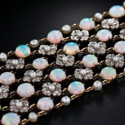 diamondsinthelibrary:  Belle Epoque opal and diamond choker necklace,