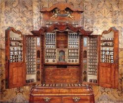 steampunktendencies:  Apothecary’s Cabinet, 1730, Delft. #steampunktendencies