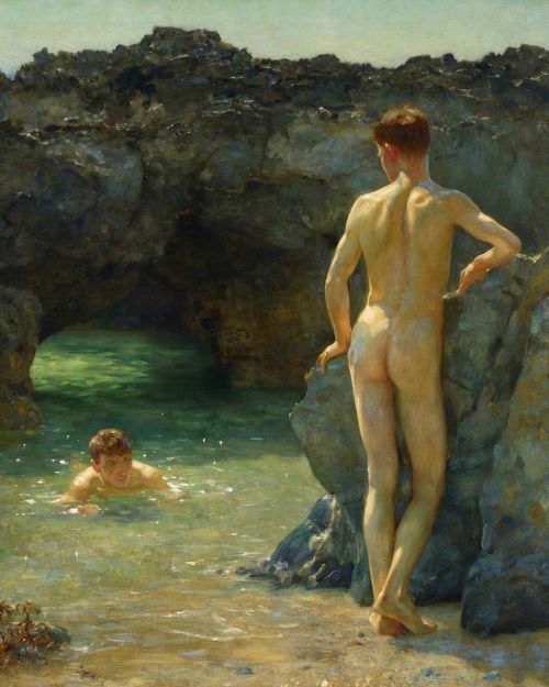 antonio-m:  ‘The Hidden Creek’, by Henry Scott Tuke (1858-1929)