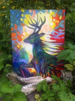 artofmaquenda:  Colorful deer painting done with acrylics today