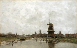 Jacob Maris (The Hague 1837 - Karlsbad 1899); The five windmills,