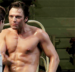 How could you even concentrate on what Sebastian Stan is saying? 