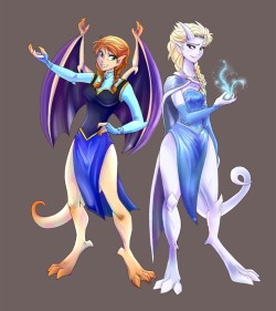 kei111ladyofwar:  Frozen - Anna & Elsa Gargoyles *-*
