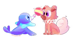 soft-serveart:  land pupper + sea pupper = friendship??? 