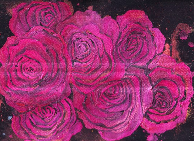 havekat:Deep In The PinkWatercolor on Black Paper 2021, 12"x