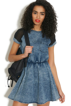 outfitmadestyle:  Mesia Denim Skater Dress (available at Outfit