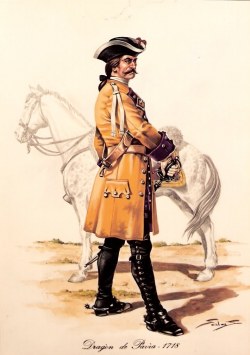 Spanish Dragoon of Pavia Regiment, 1718.    