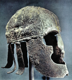 mostly-history:Helmet from the Vendel Period (before the Viking