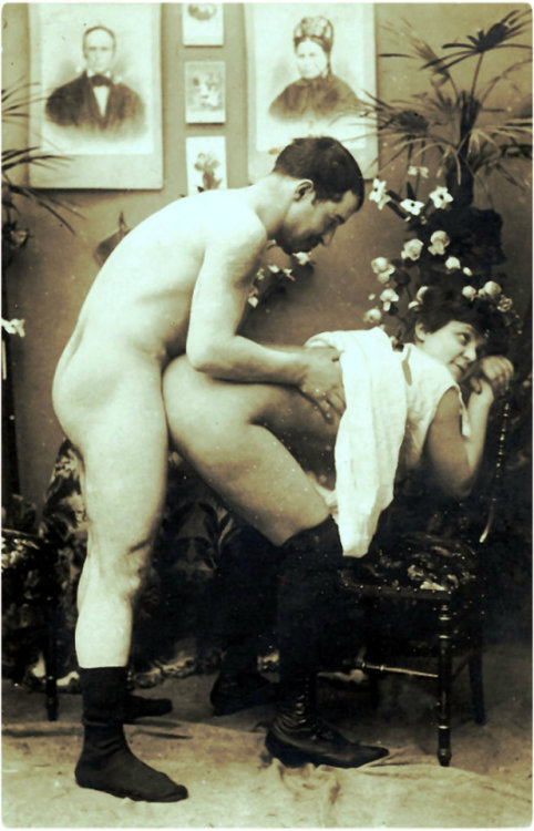 From her pleased expression, to his socks, to the potted palms and sample photographs looking down judgmentally from the back wall, everything about this picture is just…A  Victorian Porn. 