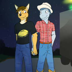 Mond and Ian holding hands after a trip to a rodeo event.  There’s