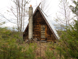 cabinporn:  Abandoned A-frame in Bethel, Maine found while hunting