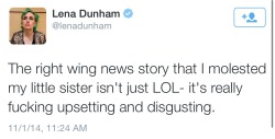 juilan:  Lena Dunham is upset after people accuse her of molesting