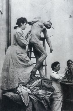 books0977:  Camille Claudel in her workshop (1887). In 1884,