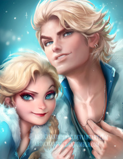 sakimichan:  Fem and Male Elsa group pic  ! happy winter Guys !