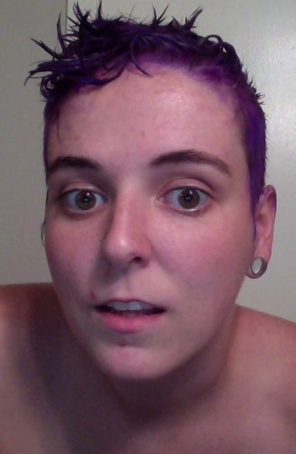 slipofagirlieboy:  Self Care! I was sad so I dyed all my hair purple!Â  