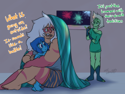 cldrawsthings:  Jasper and Lapis don’t care much for fireworks