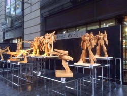 gunjap:  Amazing Mecha and Gundam Series Made of Wood on Display