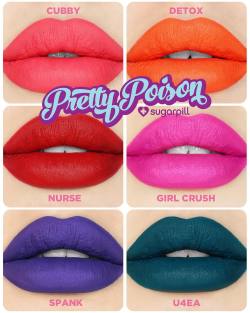 sugarpillcosmetics:  Pretty Poison matte lipsticks dropping in