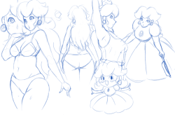 speedyssketchbook:Just some rando Peach doodles <3