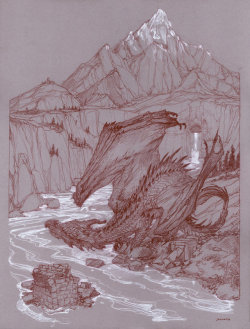 thelittledragonheartthings:The Coming of Smaug by DonatoArts