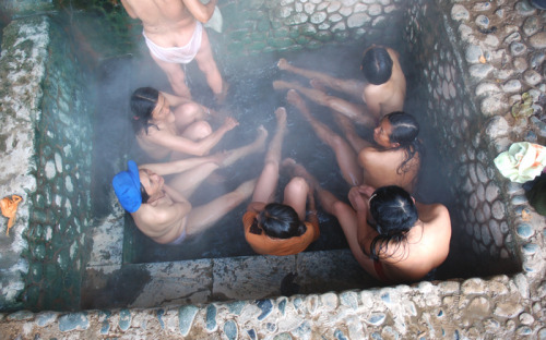 Chinese women at a hot spring.